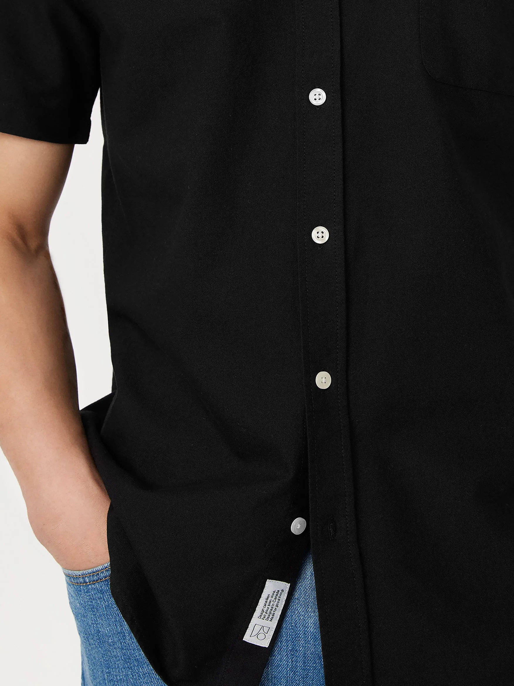 The Jasper Short Sleeve Oxford Shirt in Black