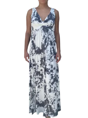 V neck maxi dress  in our grey marble rayon Jersey