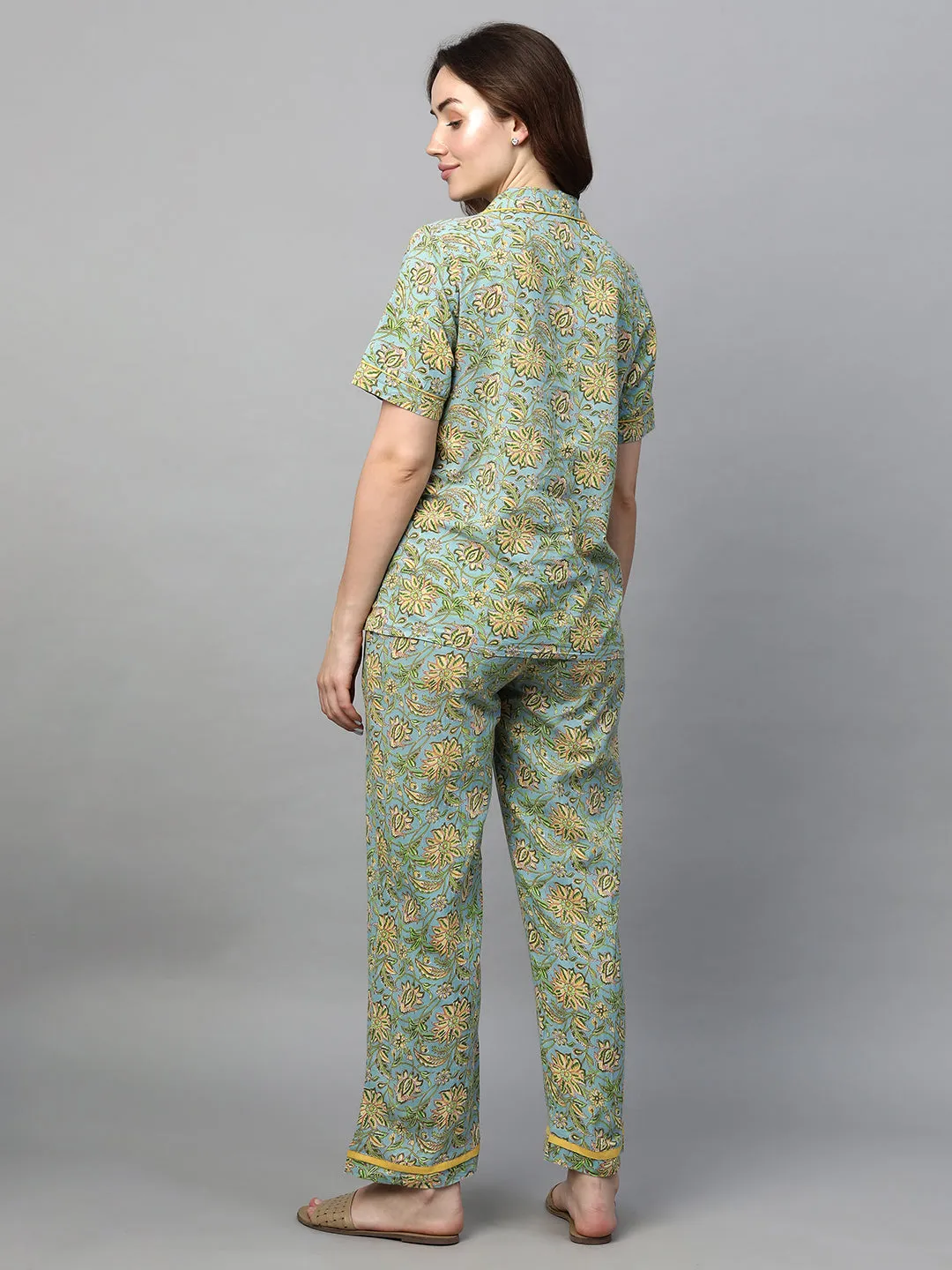 Women's Multi Cotton Regular Fit Pyjama Suit